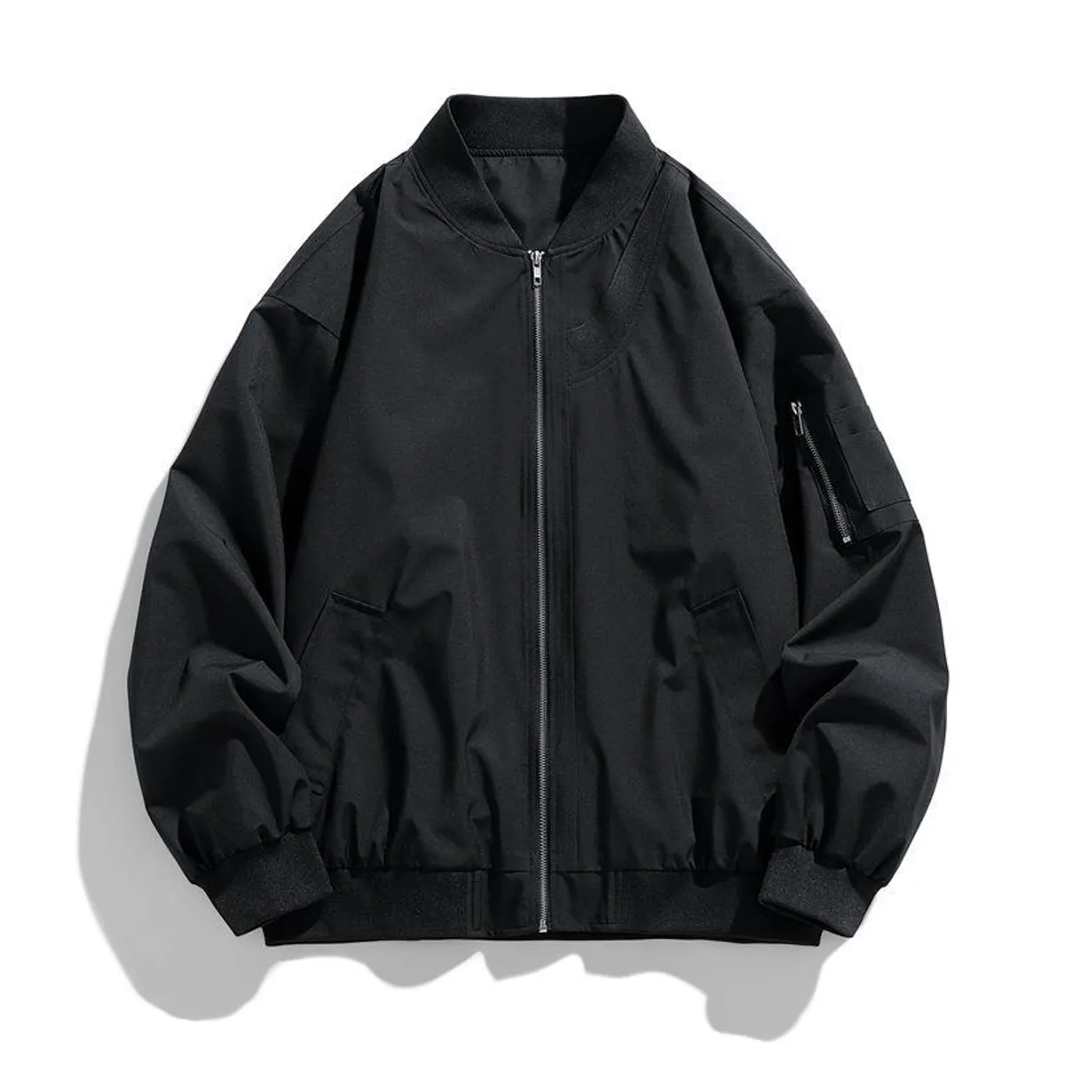 TIOZONEY - Chaqueta bomber para hombre-Negro