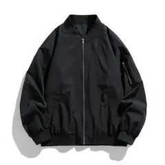 TIOZONEY - Chaqueta bomber para hombre-Negro