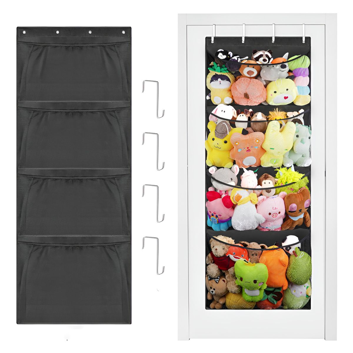 GENERICO - Organizador De Juguetes Para Colgar Sobre La Puerta 165x60cm-Negro