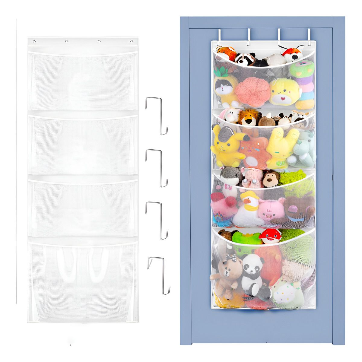 GENERICO - Organizador De Juguetes Para Colgar Sobre La Puerta 165x60cm-Blanco