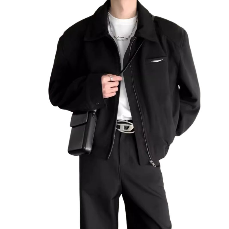 TIOZONEY - Chaqueta de béisbol para hombre-Negro
