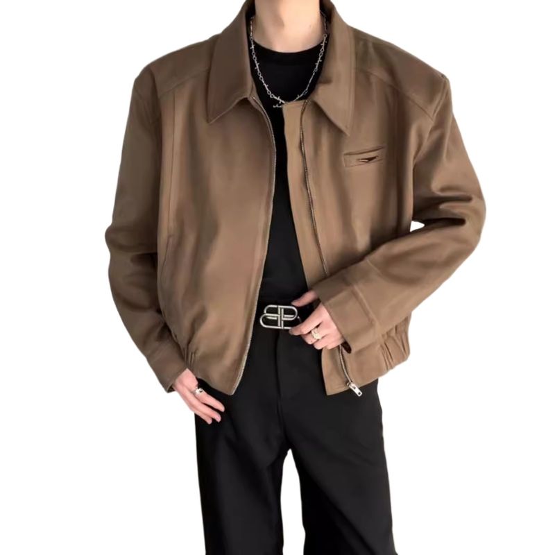 TIOZONEY - Chaqueta de béisbol para hombre-Marrón