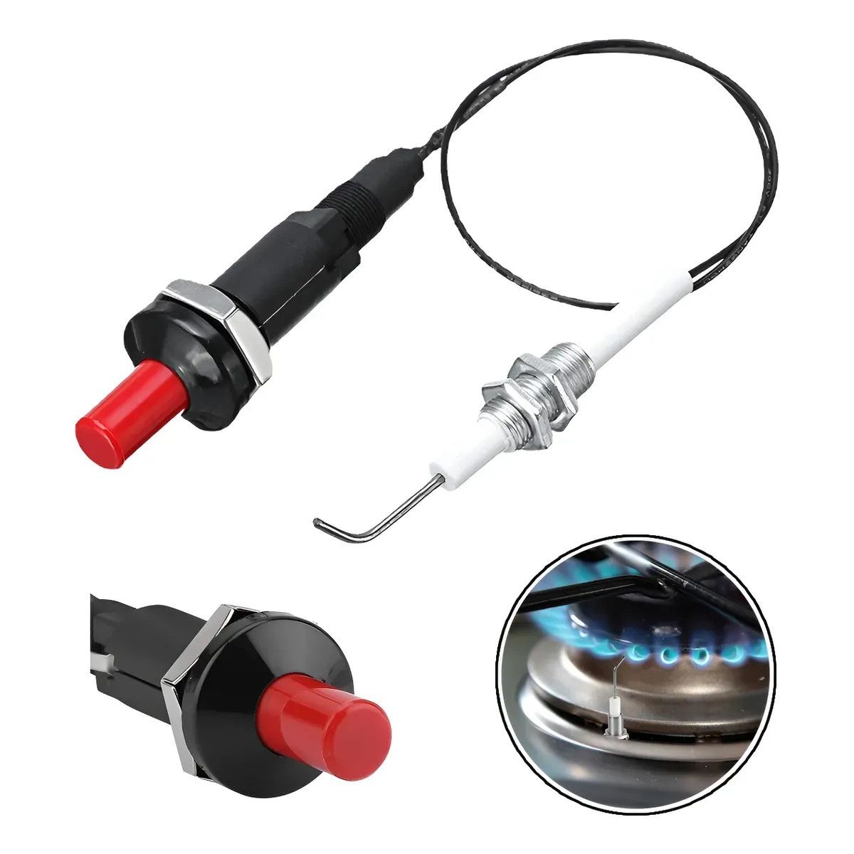 KUANGYE - Chispero Para Estufa, Cocina Y Parrilla Gas Cable De 50 Cm