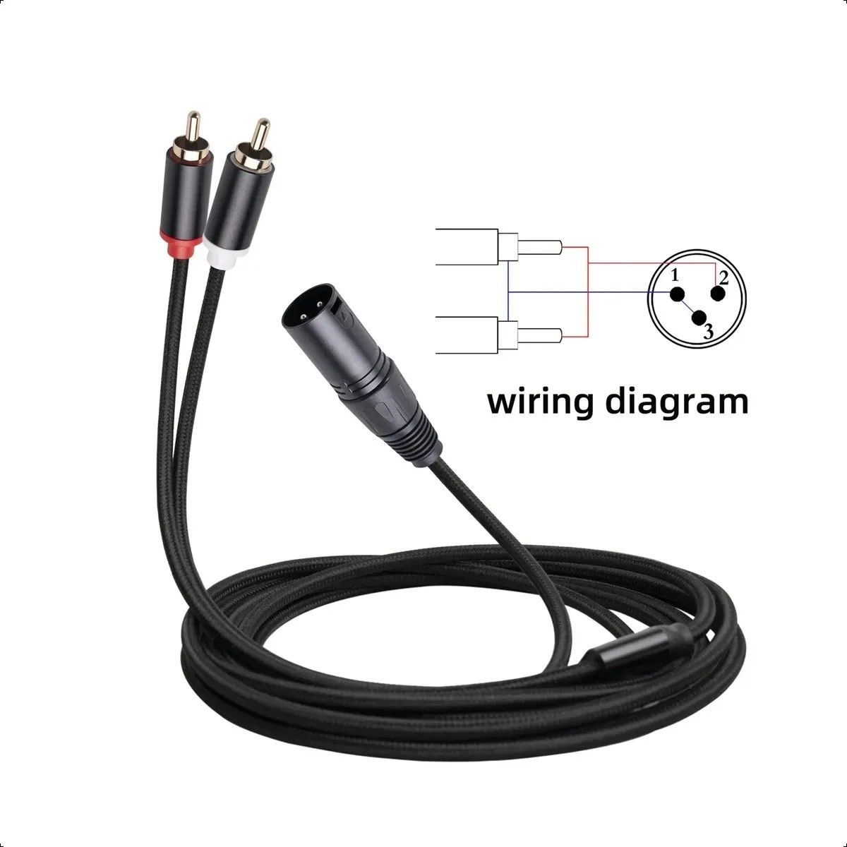 KUANGYE - Cable Audio Xlr Para Canon A Rca Profesional Trenzado Dj 2 Metros