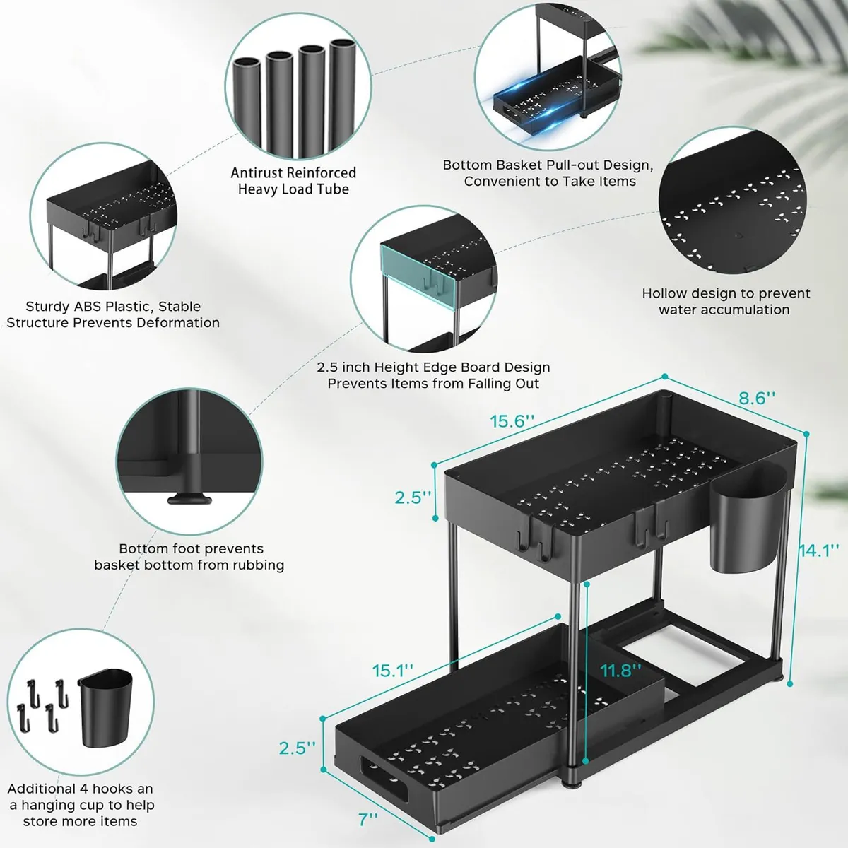 KINDA NICE - 2u Organizador Lavaplatos Bajo Extraíble Para Cocina Baño