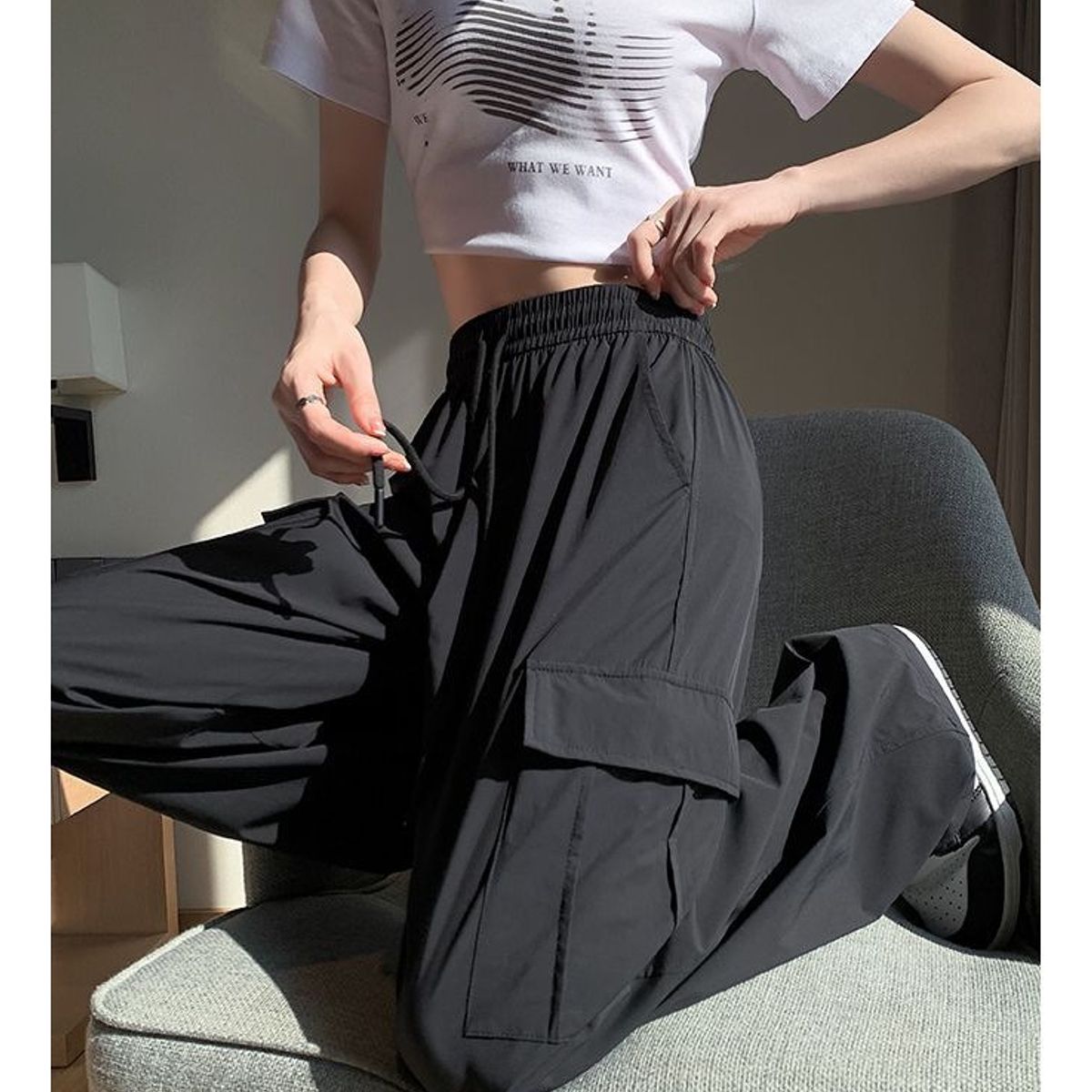 EVERSO - Pack 3 Pantalón Cargo Palazzo Pierna Ancha Mujer