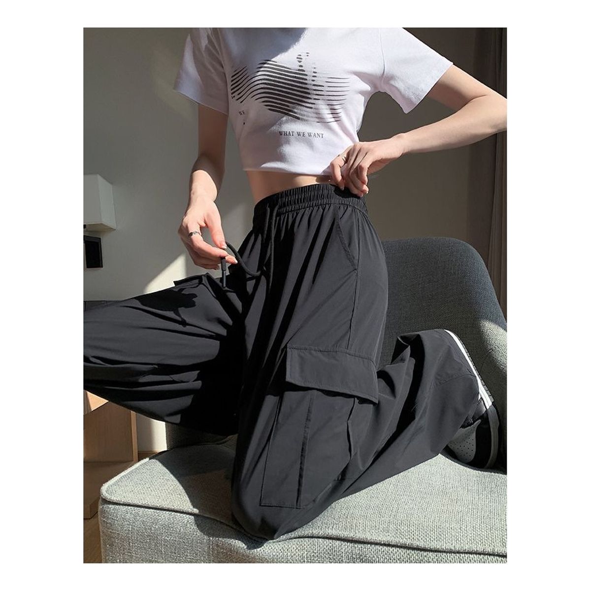 EVERSO - Pack 3 Pantalón Cargo Palazzo Pierna Ancha Mujer