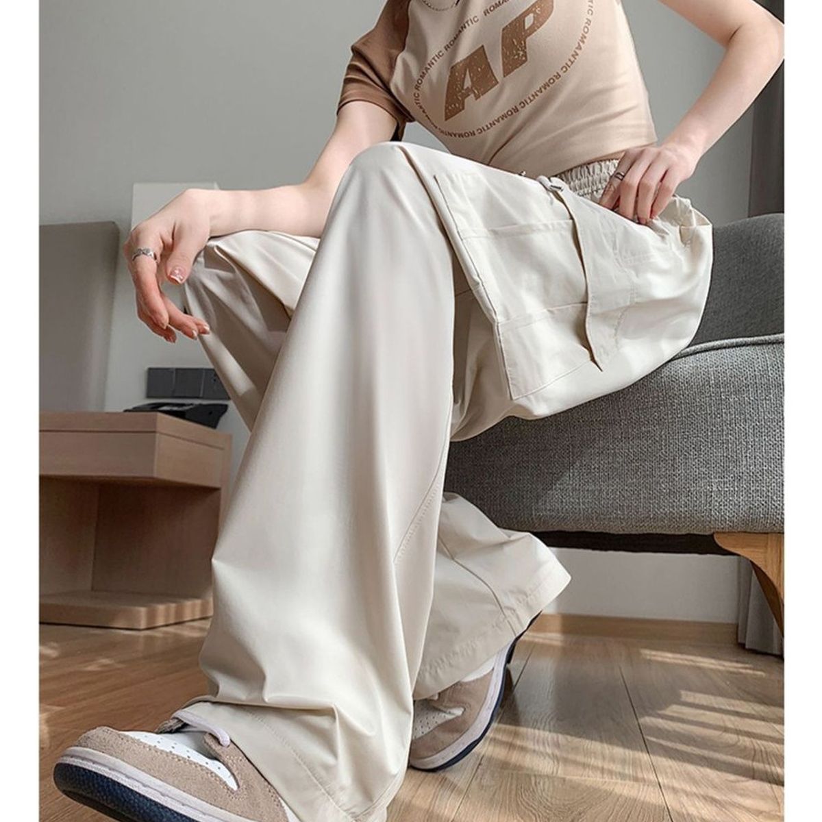 EVERSO - Pack 3 Pantalón Cargo Palazzo Pierna Ancha Mujer