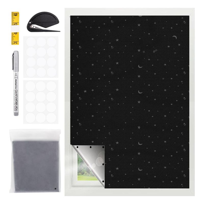 U BUY - Cortinas Opacas Plateadas 420d De 145 X 200CM