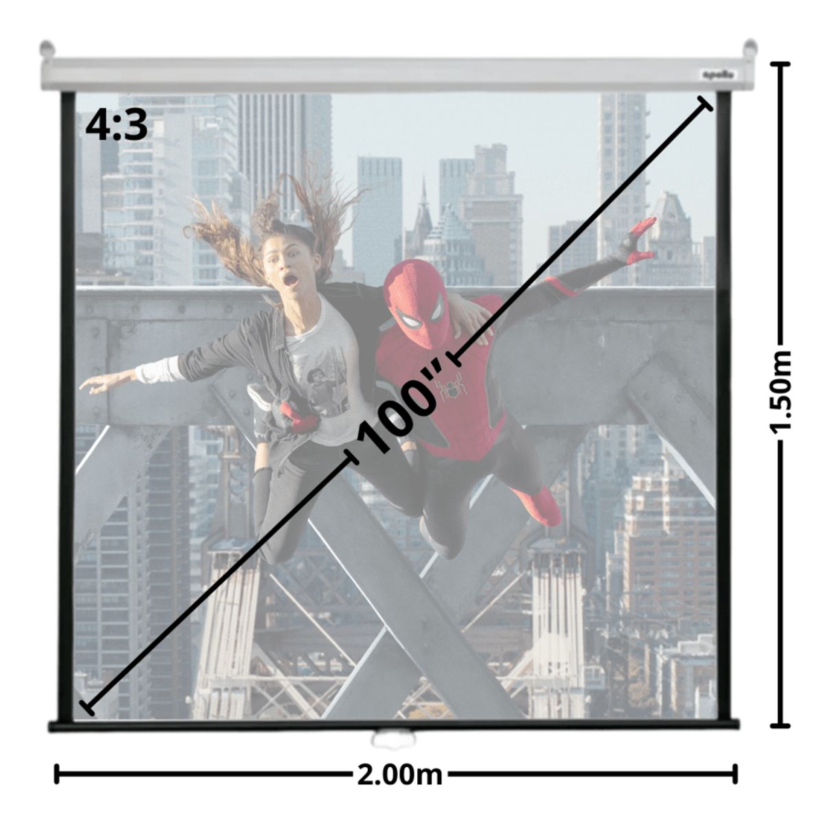 MALIK - Telon Mural 2.0mx1.5m 4:3 100 pulg. para Optma 4K400STx