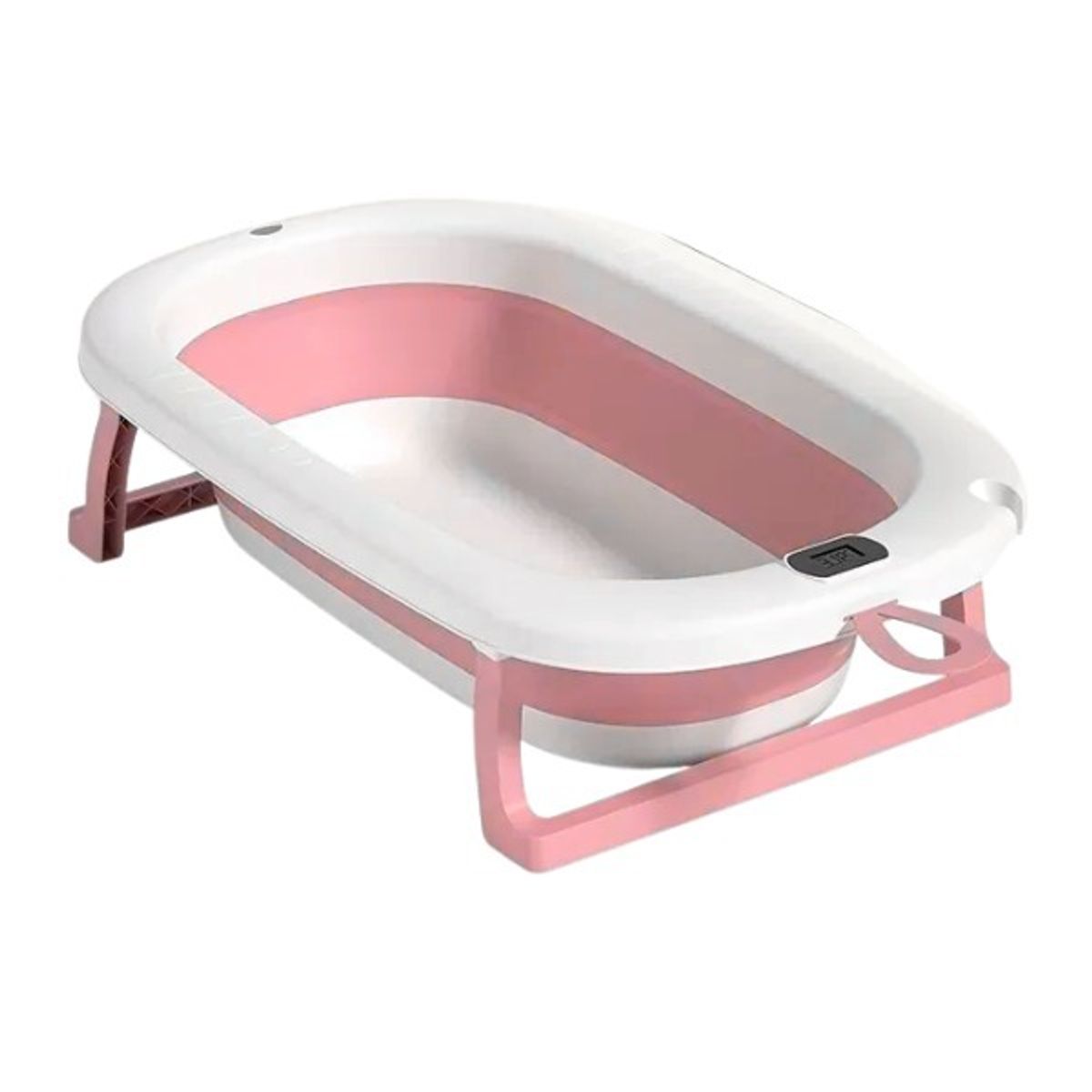 GENERICO - Tina Bebe Bañera Plegable Termometro Malla de Cojin Baño rosa