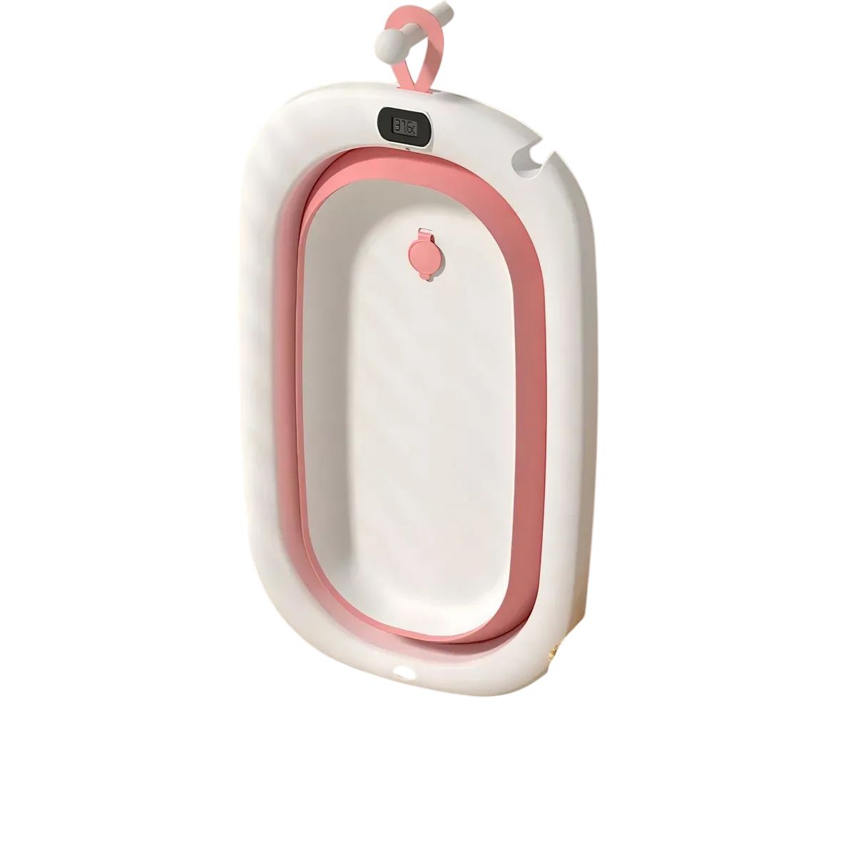 GENERICO - Tina Bebe Bañera Plegable Termometro Malla de Cojin Baño rosa