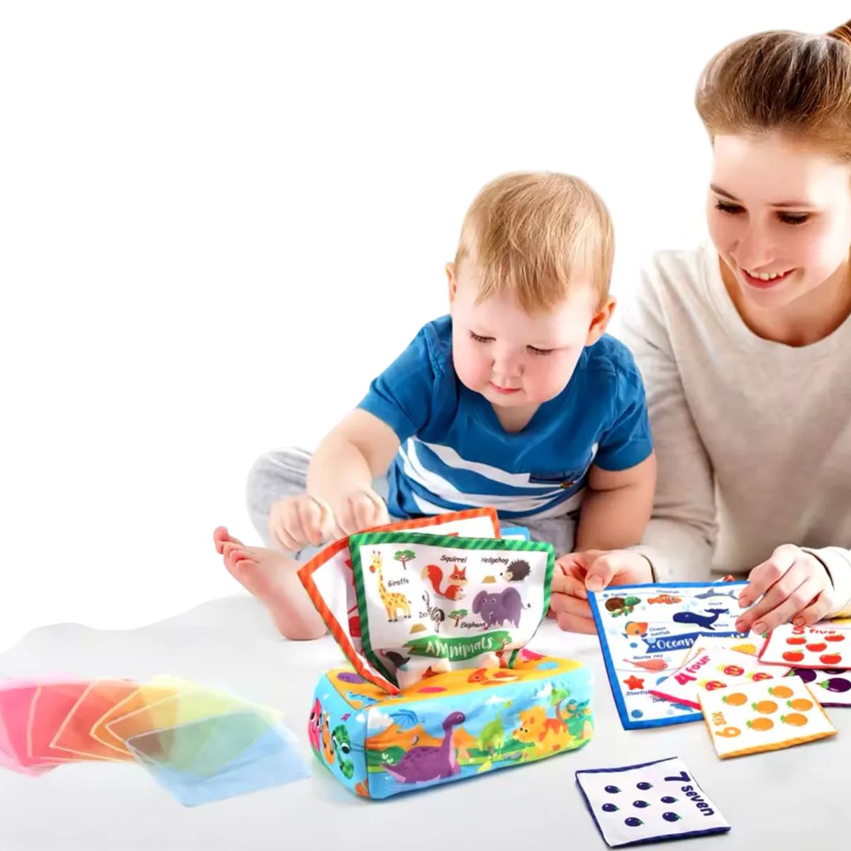 GENERICO - Caja De Pañuelos Montessori Didáctico Sensorial Para Bebés