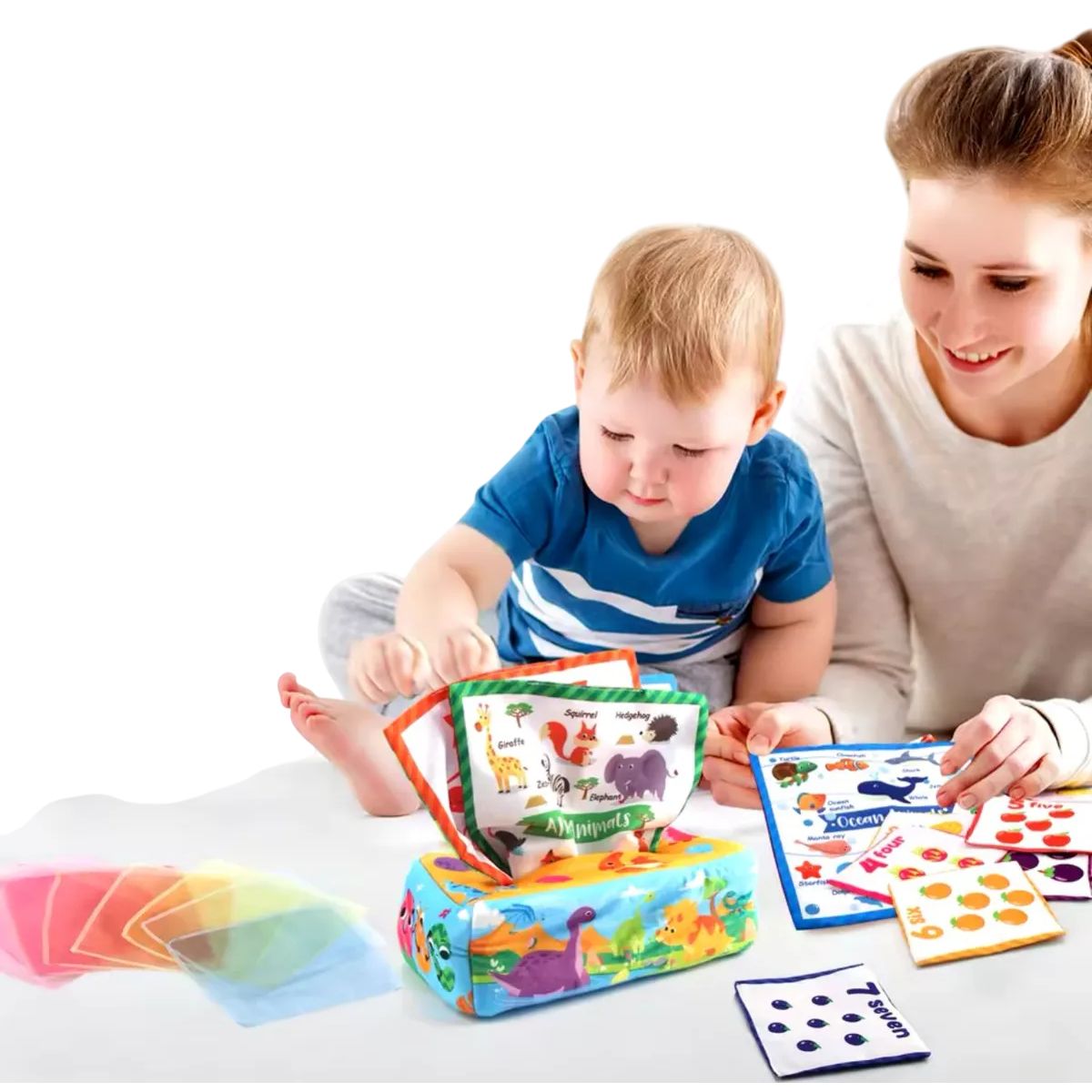 GENERICO - Caja De Pañuelos Montessori Didáctico Sensorial Para Bebés