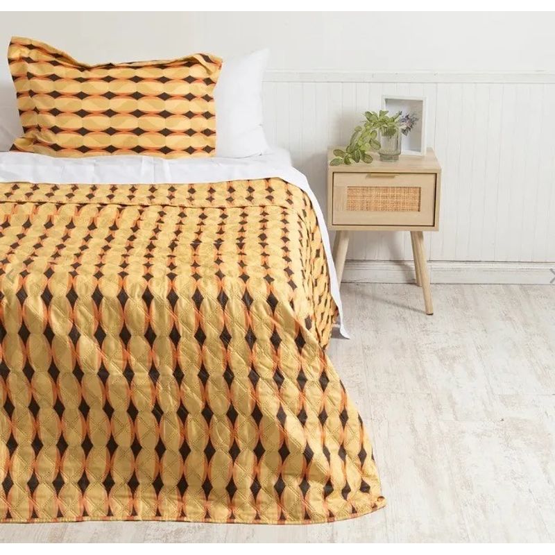 MASHINI - Cobertor Quilt Basico 1.5 Plaza Amarillo