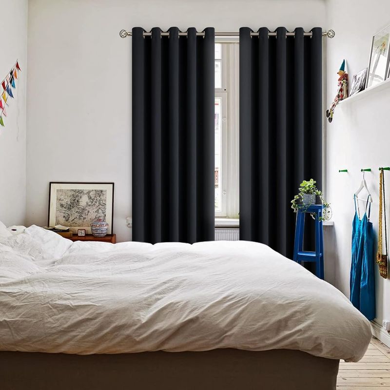 GENERICO - CORTINAS BLACKOUT 2 LIENZO 140X230 C/U COLOR NEGRO ENGOMADA TF