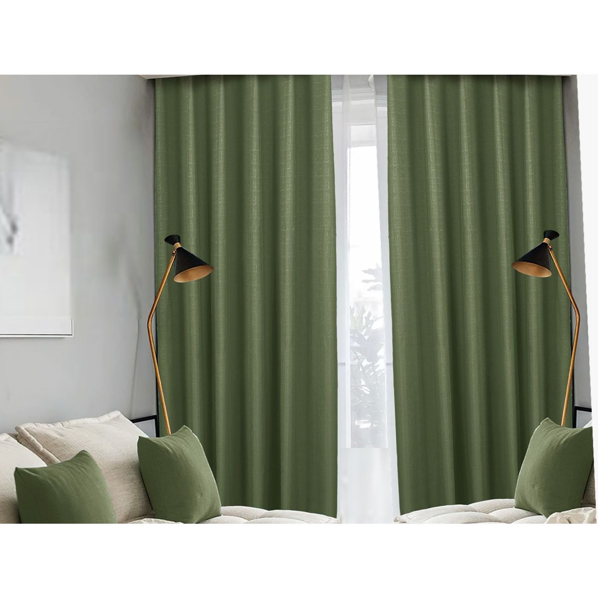 GENERICO - CORTINAS BLACKOUT 2 LIENZO 140X230 C/U COLOR VERDE ENGOMADA TF