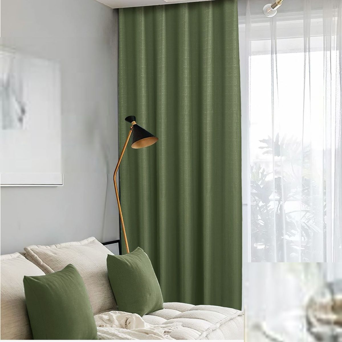 GENERICO - CORTINAS BLACKOUT 2 LIENZO 140X230 C/U COLOR VERDE ENGOMADA TF