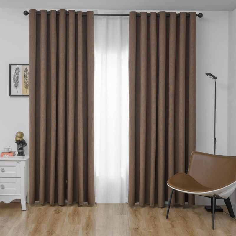 GENERICO - CORTINAS BLACKOUT 2 LIENZO 140X230 C/U COLOR CAFE ENGOMADA TF