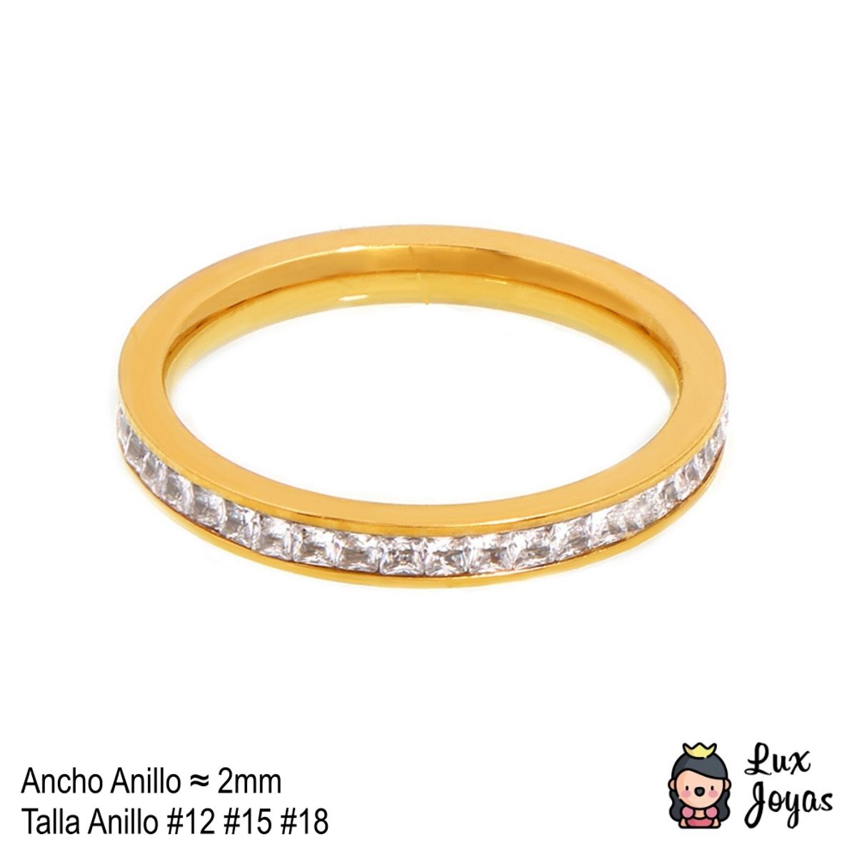 LUX JOYAS - Anillo Baño Oro Amarillo 18k Cintillo Sin Fin