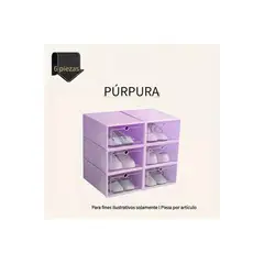 LOOK SHOP - Pack 3 Cajas Organizadora De Zapatos, Armable. Plástico Morado 077