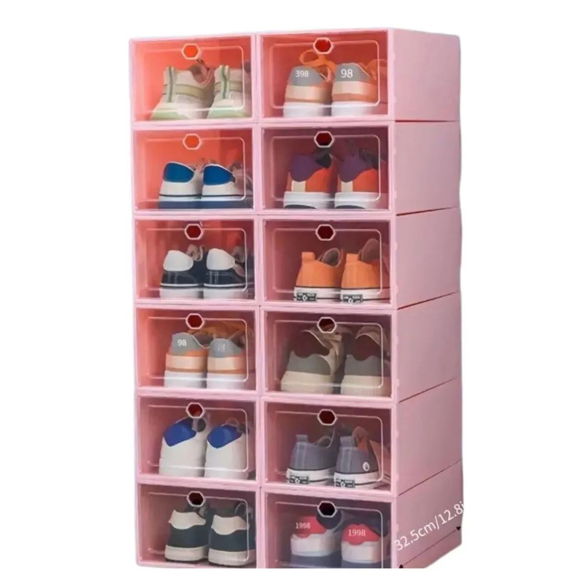 LOOK SHOP - Pack 3 Cajas Organizadora De Zapatos, Armable. Plástico Rosa 077