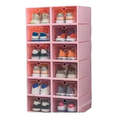 LOOK SHOP - Pack 3 Cajas Organizadora De Zapatos, Armable. Plástico Rosa 077