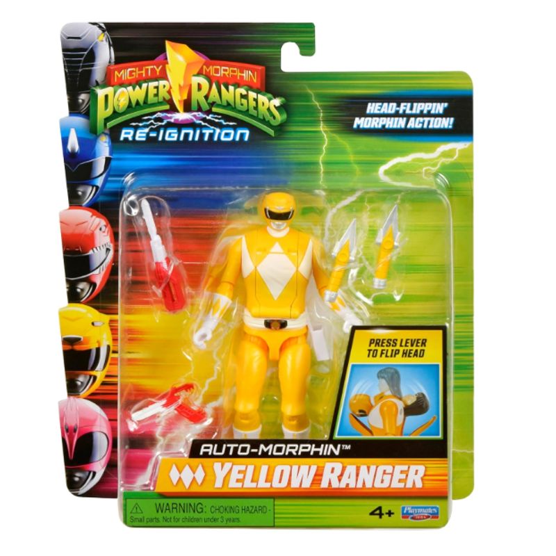 IMEXPORTA - Figura Power Rangers Mighty Auto-morphin 15cm Con Accesorios AMARILLO