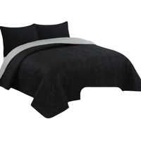 Cobertor Quilt De Verano Cubrecama 2 Plazas Colcha 230x250cm GS Negro
