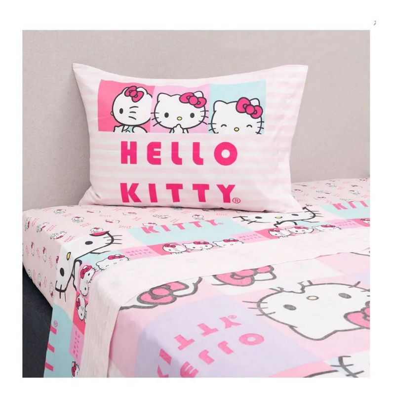 MASHINI - Juego De Sábanas Disney 1.5 Plazas Hello Kitty Caras