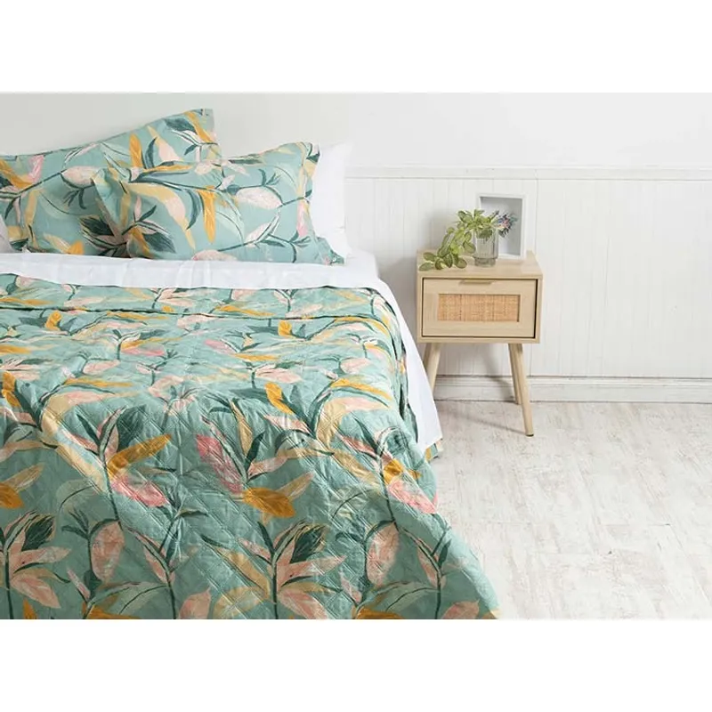 MASHINI - Cobertor Quilt Basico 1.5 Plaza Verde