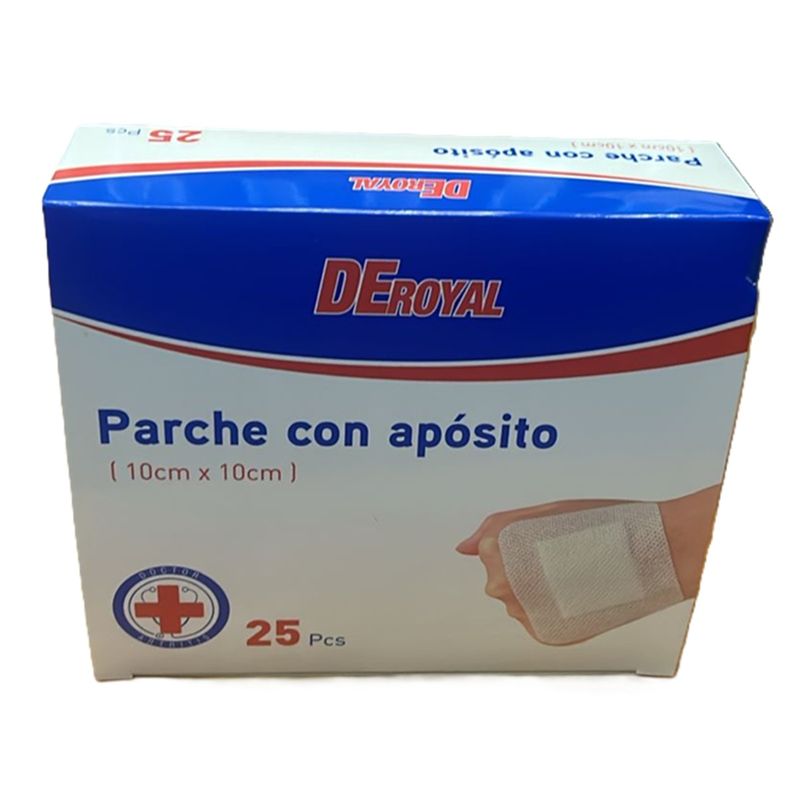 GENERICO - Parche Con Aposito Caja 25 Unidades 10 X 10cm Parche Esteril