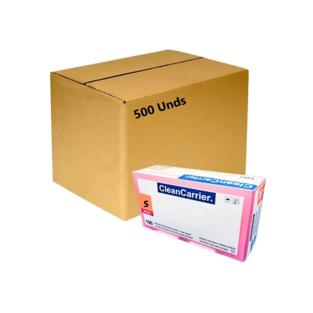 CLEANCARRIER - Guante Rosado Nitrilo Talla S Clean Carrier Pack X 500 Unds