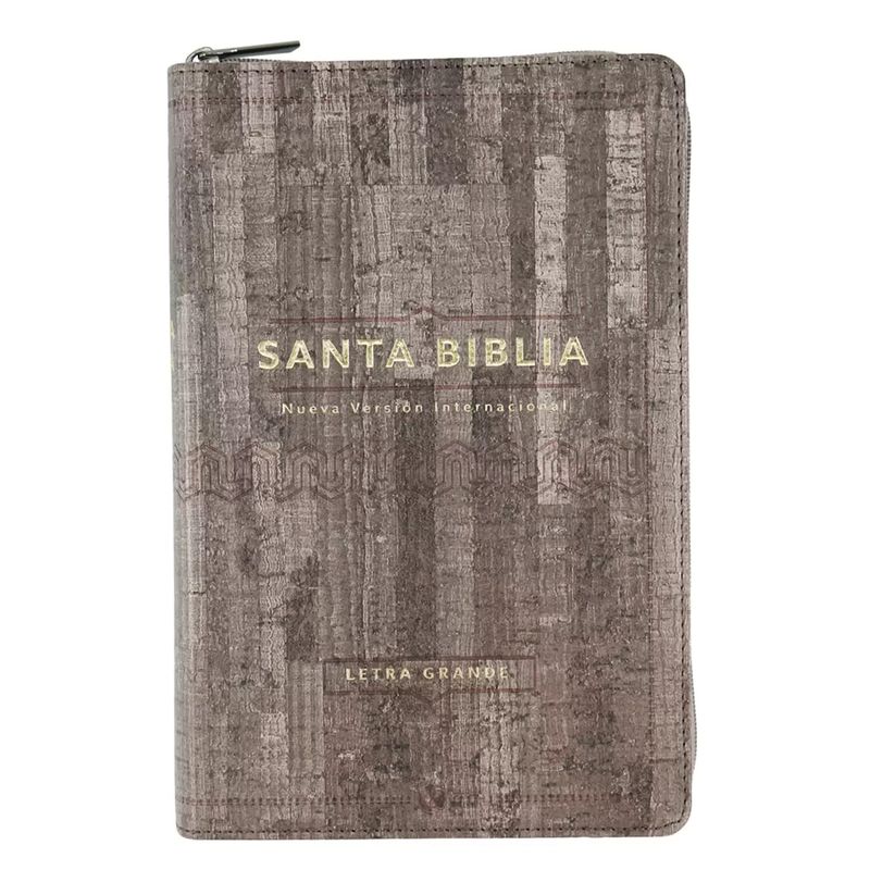 UNILIT - Biblia Letra Grande Nvi Con Cierre - Imitacion Piel Café madera