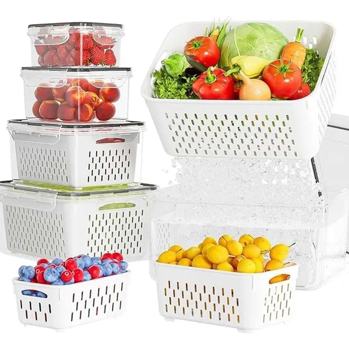 EVERSO - Organizador Refrigerador Cocina Set 5 Contenedores Con Tapa