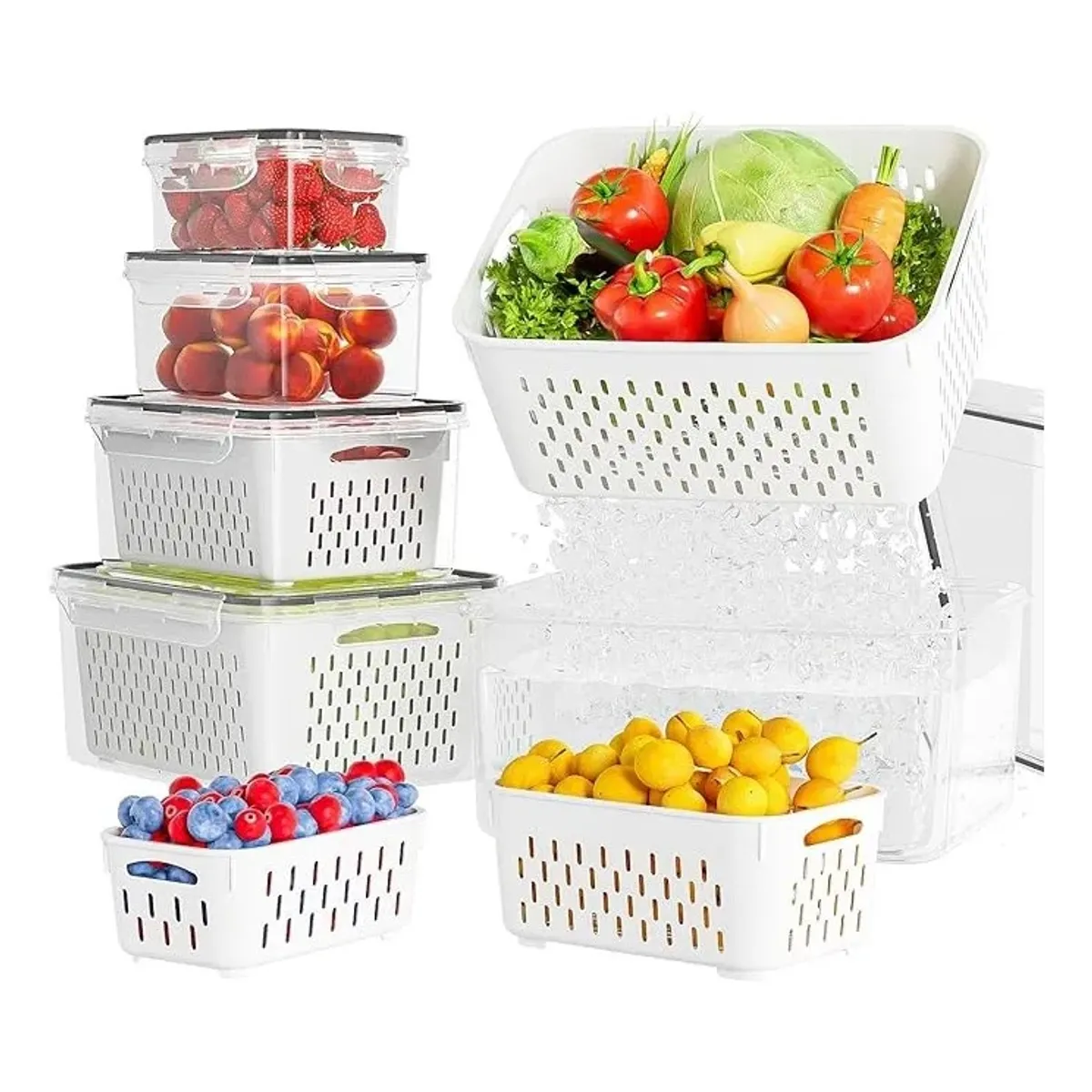 EVERSO - Organizador Refrigerador Cocina Set 5 Contenedores Con Tapa