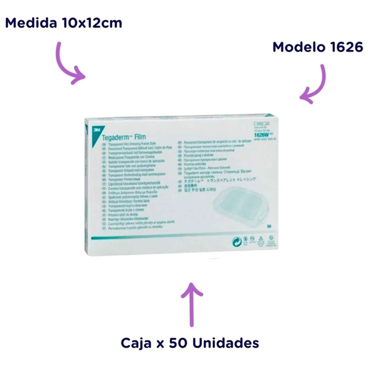 3M - Pack X50 Tegaderm Film Aposito Transparente 10x12cm Heridas
