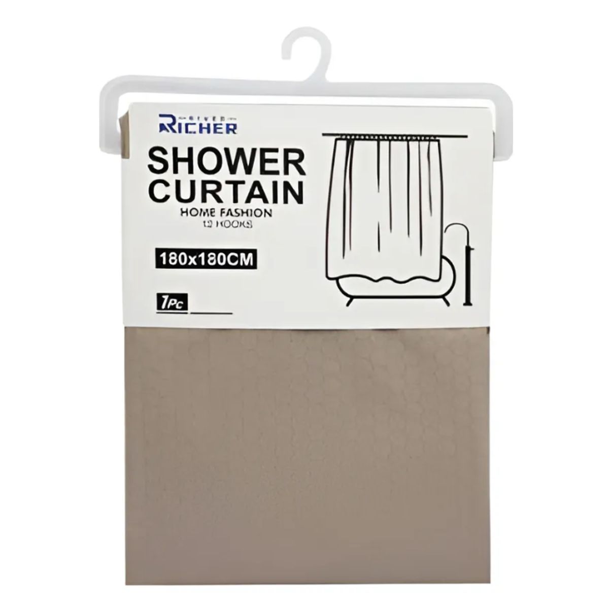 GENERICO - Cortina Ducha Con Diseño Panal Marrón