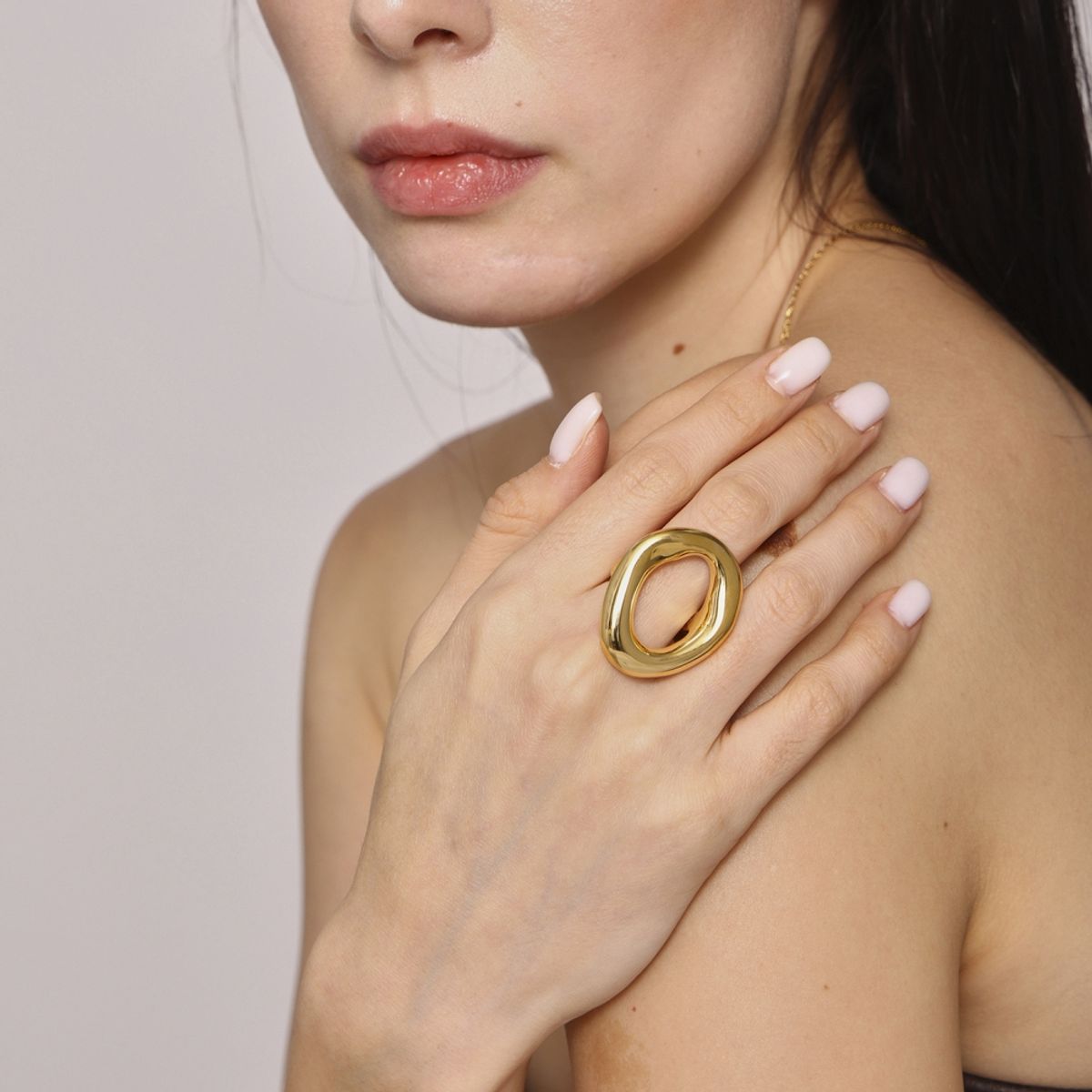 LUX JOYAS - Anillo Baño Oro Amarillo 18k Circle Dis