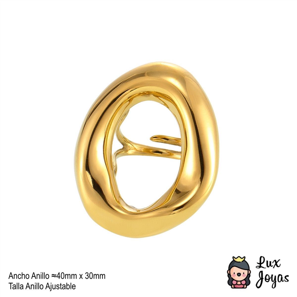 LUX JOYAS - Anillo Baño Oro Amarillo 18k Circle Dis