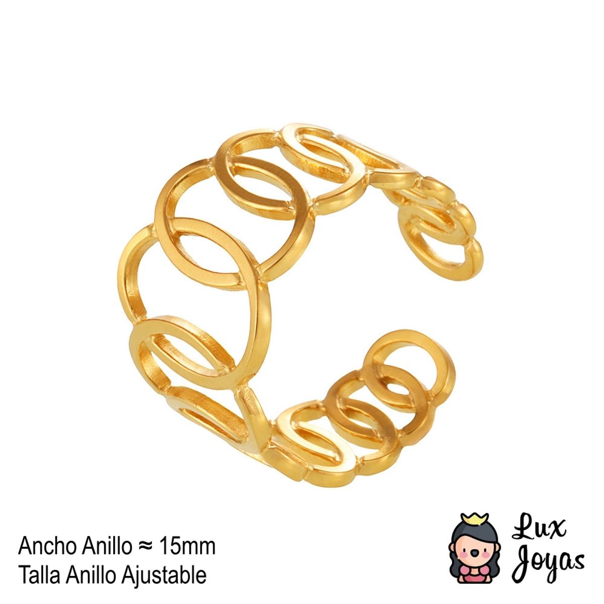 LUX JOYAS - Anillo Baño Oro Amarillo 18k Entrelazado