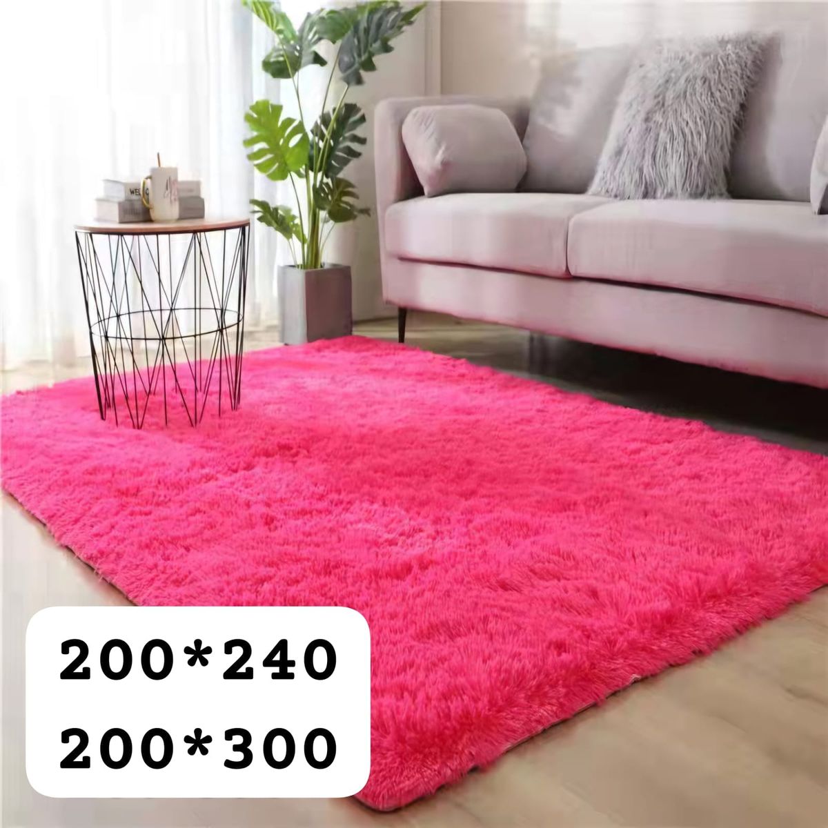 Alfombra Peluda estilo Shaggy 240x200cm Color Fucsia, marca GENERICO - Foto Principal