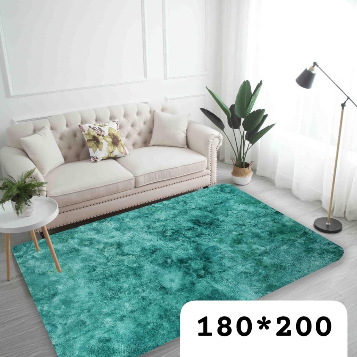 GENERICO - Alfombra Peluda estilo Shaggy 240x200cm Turquesa Jaspeado