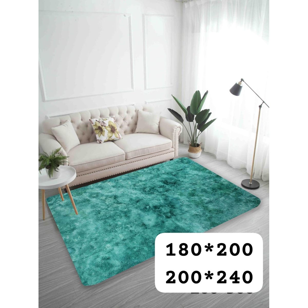 GENERICO - Alfombra Peluda estilo Shaggy 240x200cm Turquesa Jaspeado