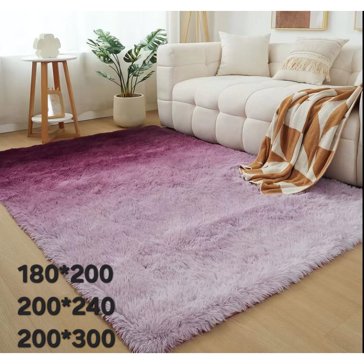 GENERICO - Alfombra peluda tipo Shaggy 180cm x 200cm Violeta Degrade