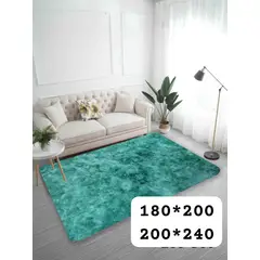 GENERICO - Alfombra peluda tipo Shaggy 180cm x 200cm Turquesa Jaspeado