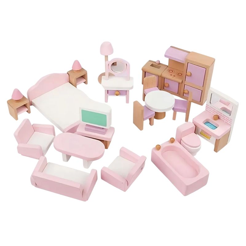 GENERICO - Set De Muebles De Madera Para Casa Muñecas 22 Piezas Juego