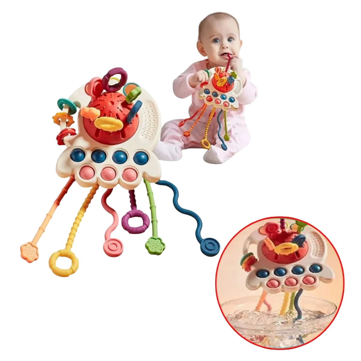 GENERICO - Juguete Sensorial Montessori Con Cordón Montessori 4 En 1