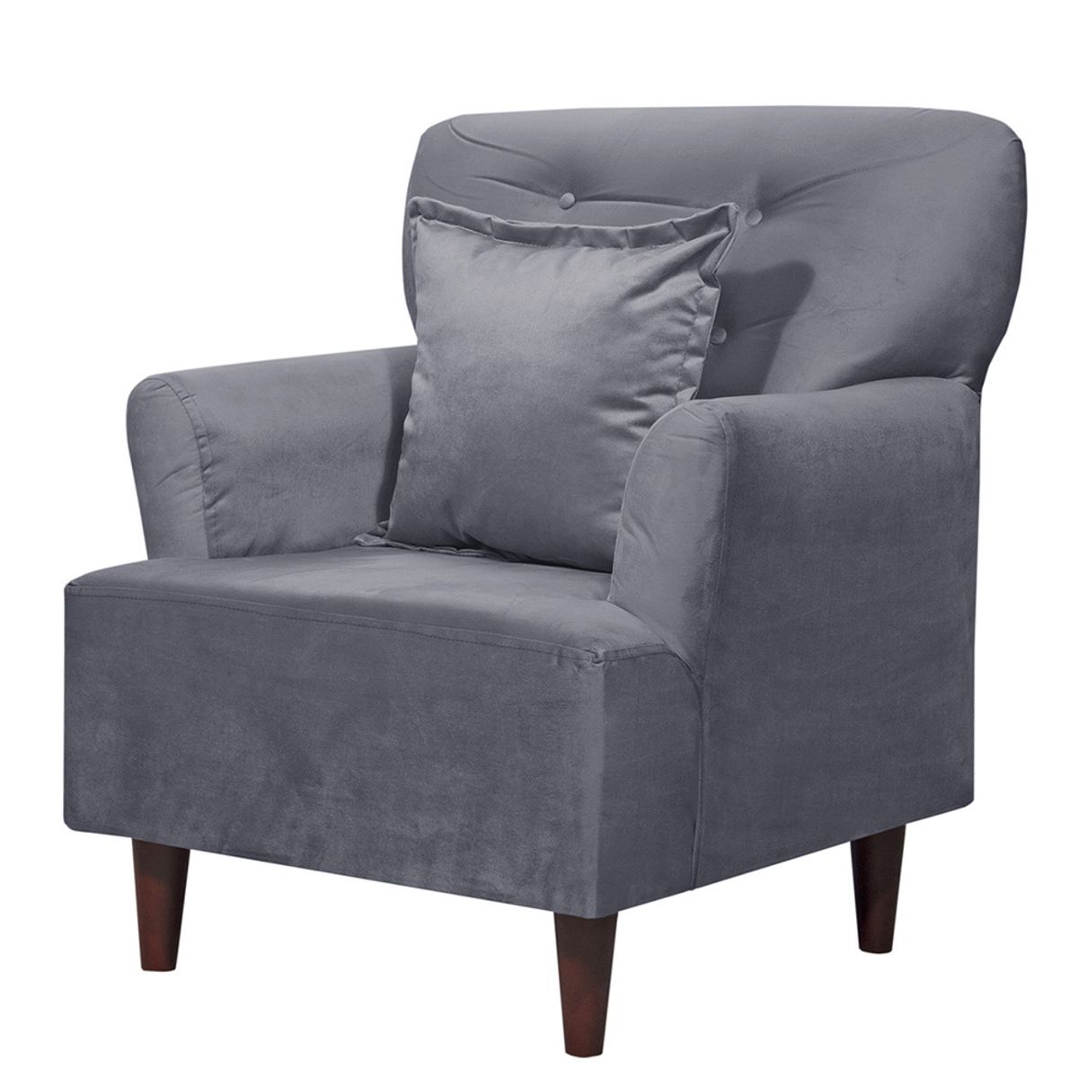 MASEL - Poltrona  1c York Felpa Gris Oscuro 75x55x95 - …