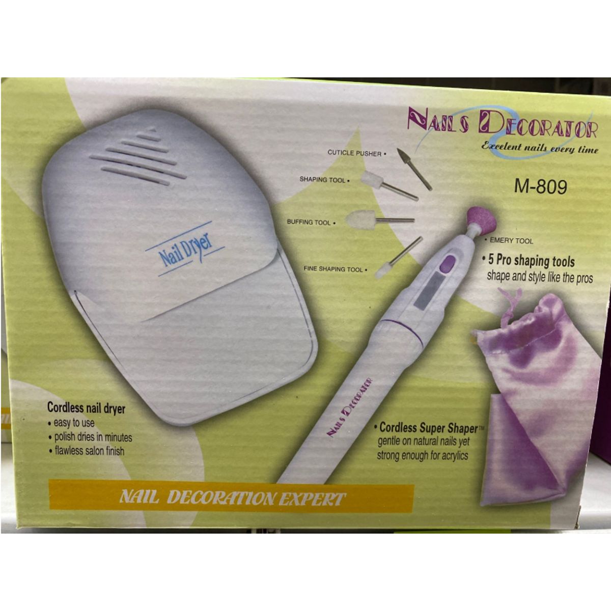 GENERICO - Kit Secador De Uñas Y Esmeril Con Cabezales Intercambiables